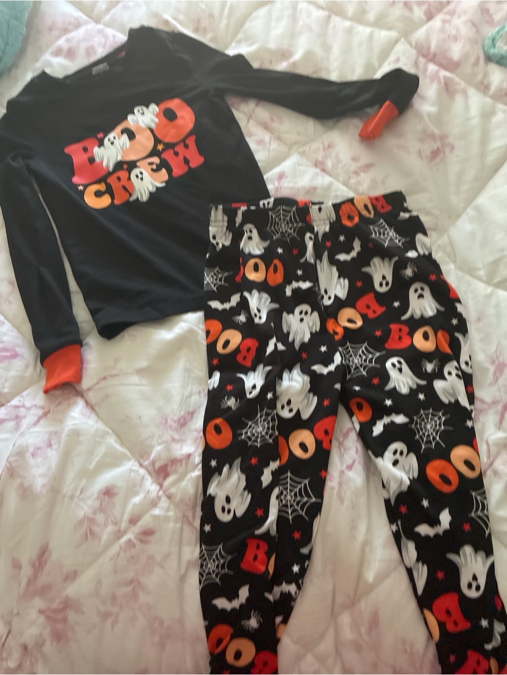 Kids Halloween 'Boo Crew' Black and Orange Pajama Set